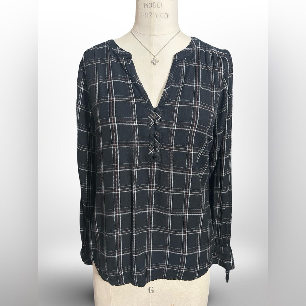 Sanctuary Anthropologie Sun Up To Sun Down Long Sleeve Plaid Shirt Size Small